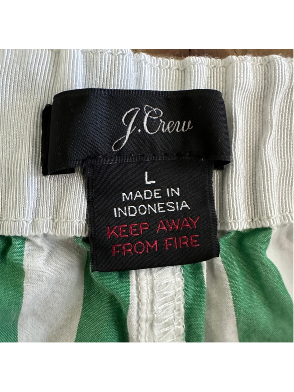 J.Crew Pajama Shorts Womens Large Green White Stripe Cotton Sleep Shorts - Picture 2 of 6
